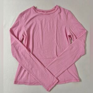 SKIMS Cotton Jersey Crew Neck Long Sleeve Pink Top T-shirt